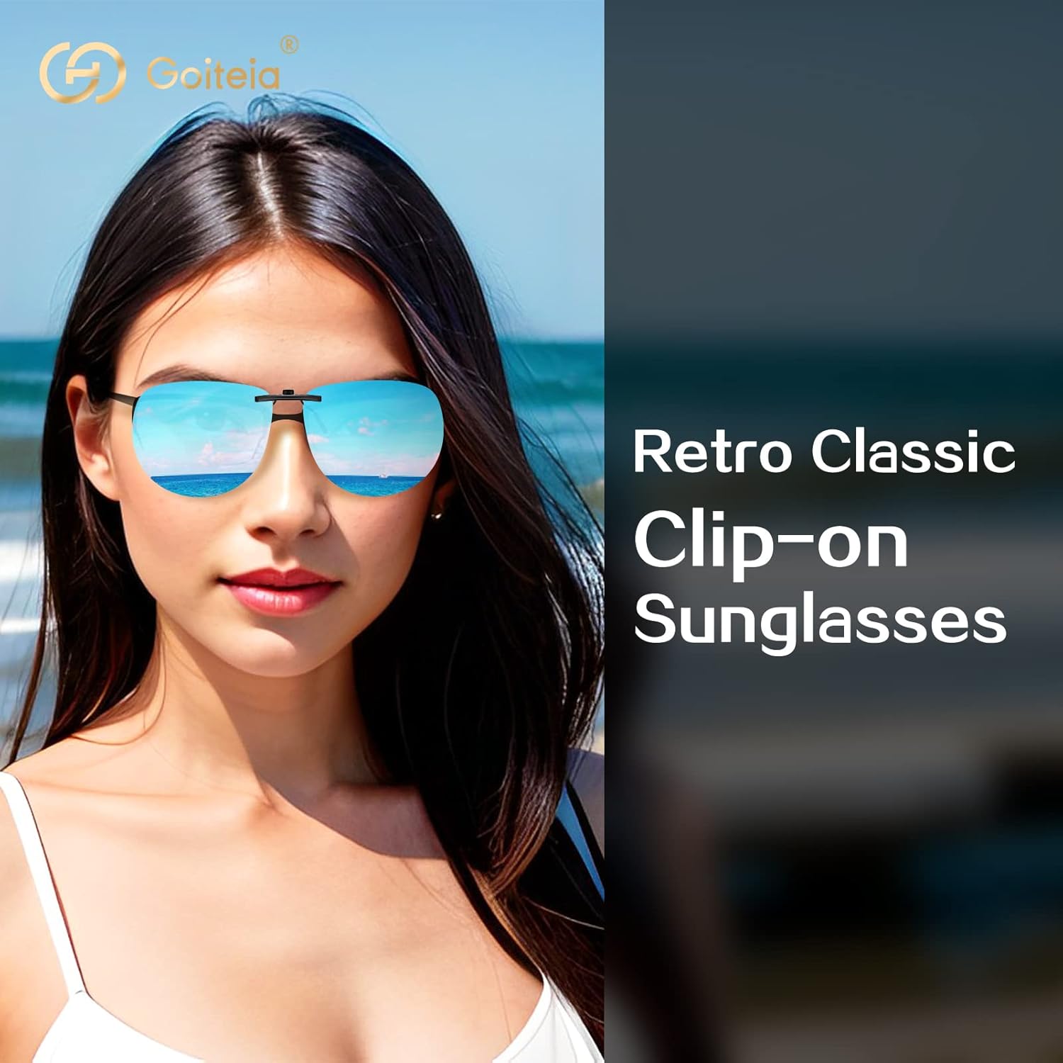 Goiteia Polarized NonFlip up Clip on Sunglasses over Prescription