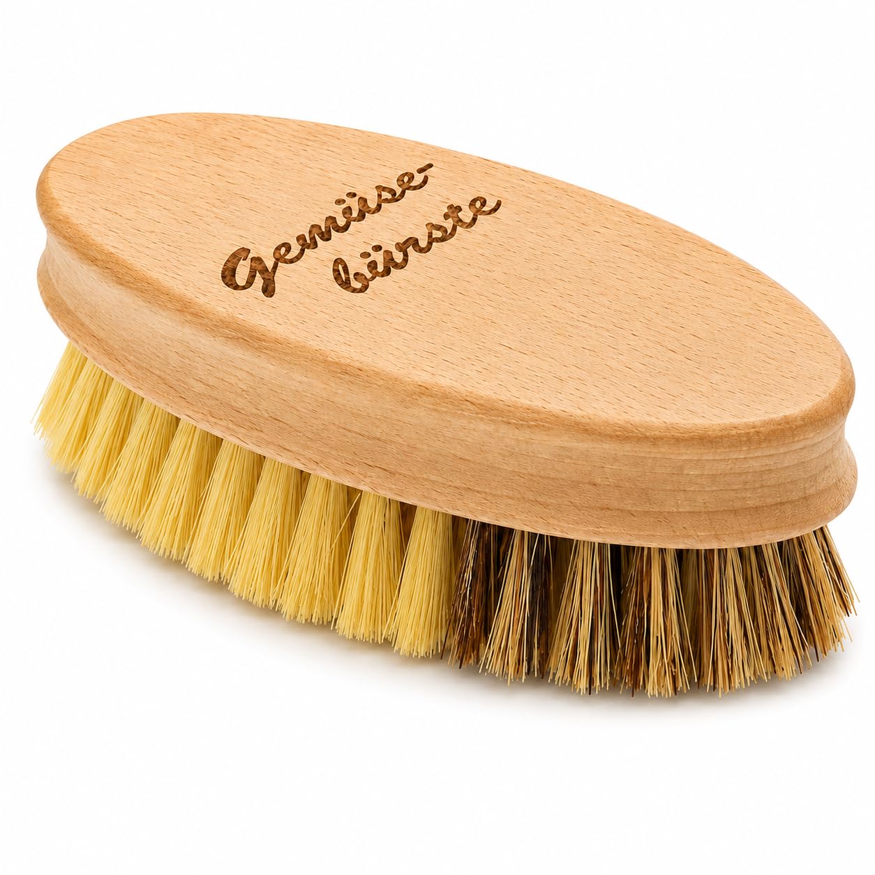 Teemando Brosse à légumes en bois de hêtre avec poils naturels 2 degrés de dureté