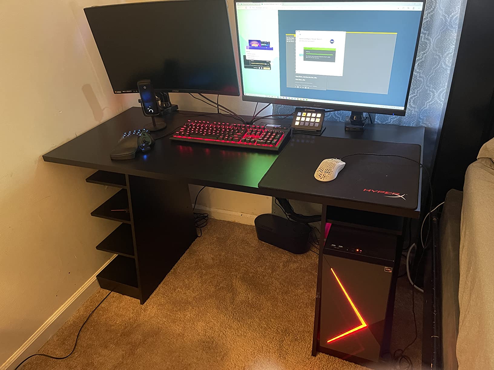 21/mo Finance Techni Sport Jango Gaming Desk with Shelves and