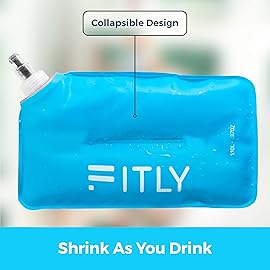 FITLY Soft Flask - 37 oz (1.10 L) - Shrink As You Drink Soft Water Bottle for Hydration Pack/Running Vest With Hydration Tube - Folding Water Bottle for Running, Hiking - Ski Water Bottles (F11)