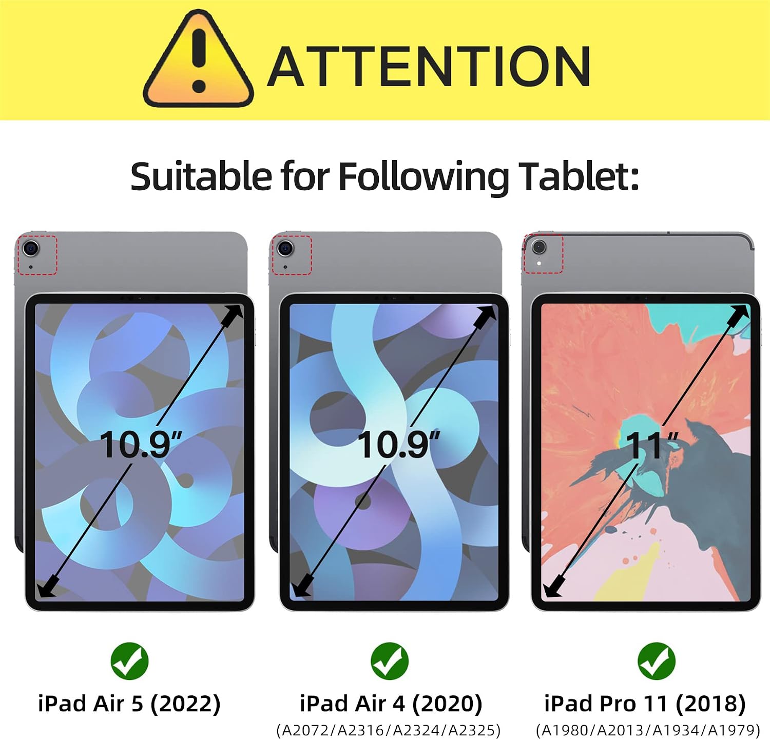 Ztotop Case for iPad Pro 11 Inch 2018 1st Generation iPad Air 5/4 Lightweight Rugged Translucent Back Cover for Air 5th/4th Gen 10.9'', Black