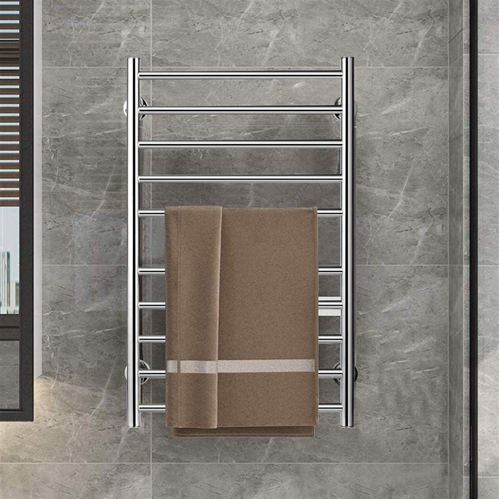 Toallero eléctrico calefactable de Acero Inoxidable con 5 Barras calefactables, tendedero de Toallas de Pared con calefacción y radiador para baño.