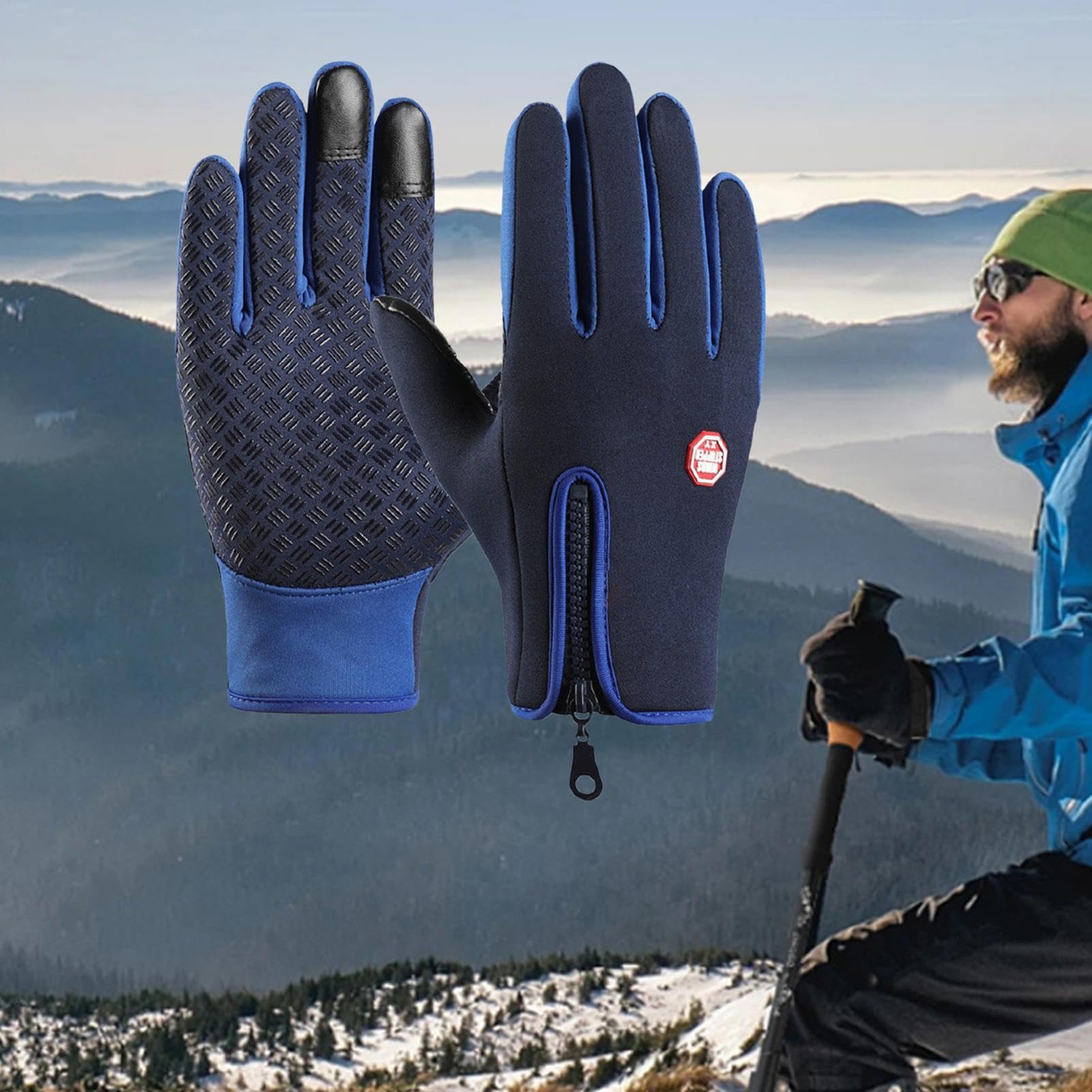 Waterproof Winter Gloves - (1 Pair) Anti Slip Snowboarding Gloves | Polyester and Silicone Heated Warm Gloves | Windproof Touch Screen Gloves | Ski Gloves | Winter Cycling Gear for Running, Driving