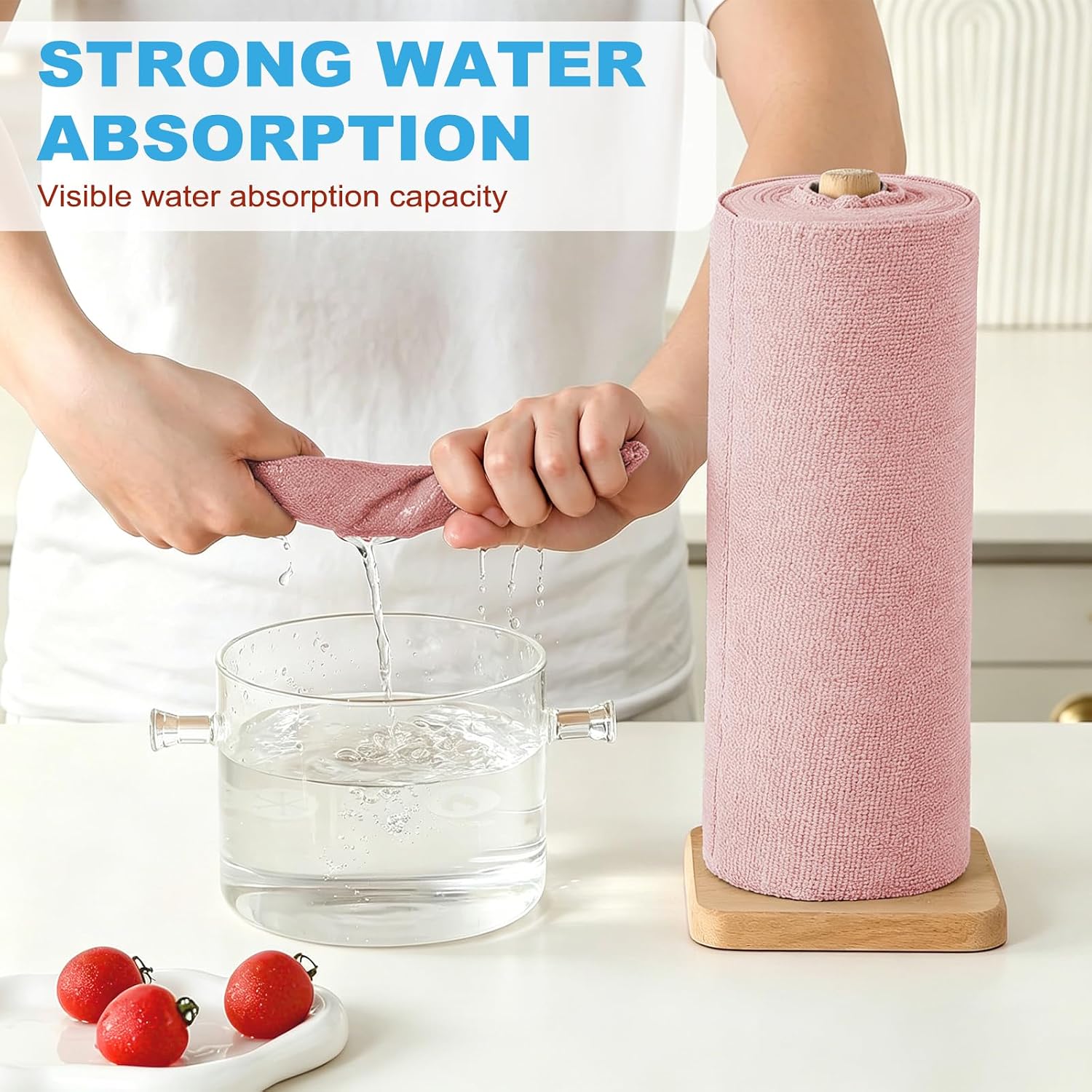 Puomue 165 Pack Microfiber Cleaning Cloth Roll, Tear Away Reusable Towels, 11" × 9", Ultra Absorbent & Lint Free Microfiber Cloth for Cleaning, Kitchen, Window (Pink＋Grey＋Blue)