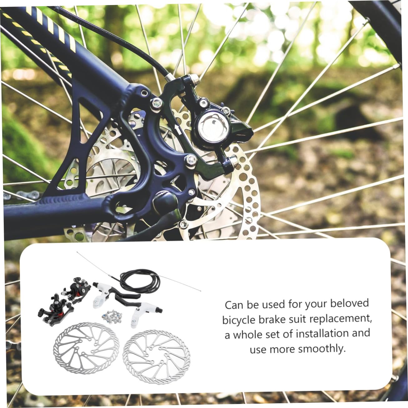 Mikinona Juego De Frenos De Disco para Bicicleta, Diseño Hueco Ligero, Material Duradero CNC, Alta Resistencia, Un Set Completo para Ciclismo De Montaña, Apto para Uso En Exteriores y Competición