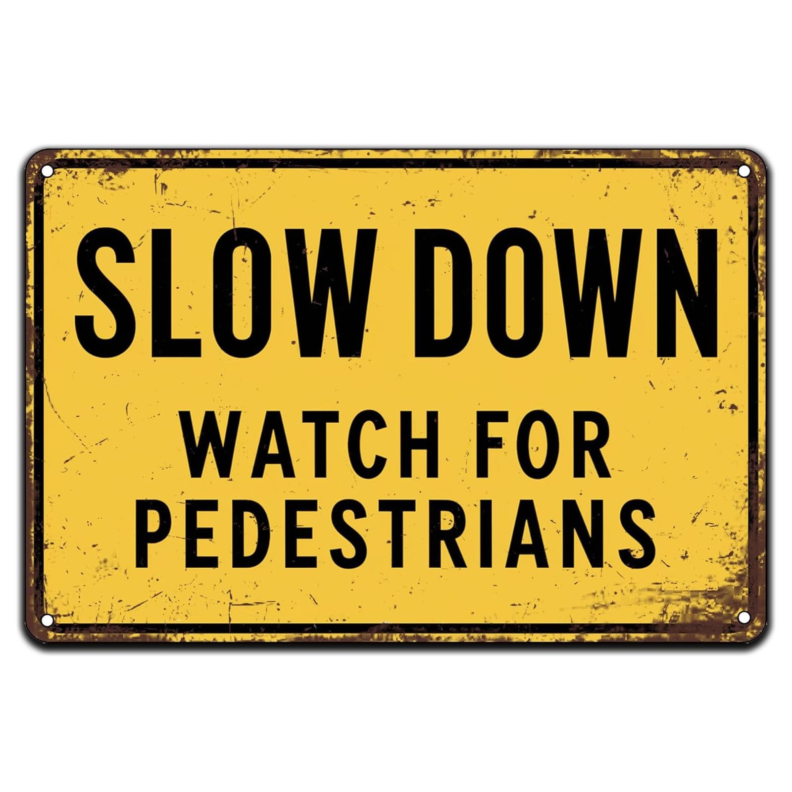 Simple Pedestrian Reminder Vintage Metal Sign Public Safety Tip Vintage Wall Decor Plaque for Home Daily Space Decoration 8x12 Inch