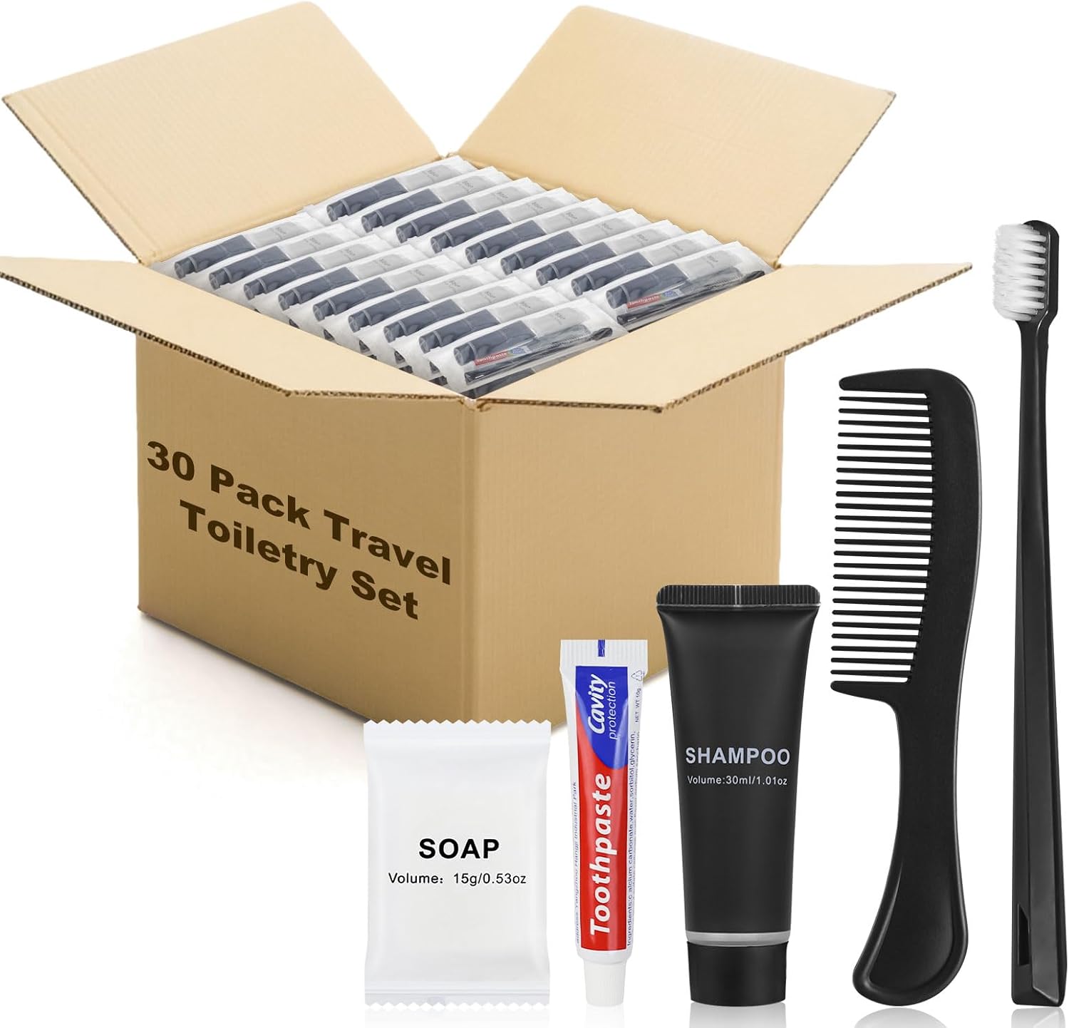 Hygiene Kit, Personal Hygiene Kit with Individual Package, Bulk Hygiene Supplies are Suitable for Travel, Hotel, Camping, Household (30 Set)