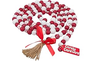 One Holiday Lane Retro Wood Bead Garland with Peppermints