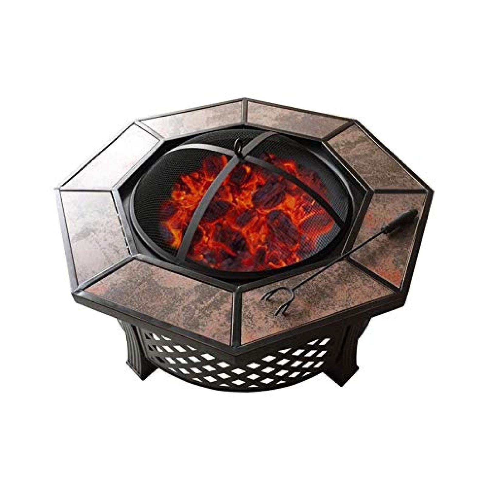 Fire Pit BBQ Grill Fire Bowl Octagonal Ceramic barbecue Table Outdoor Charcoal Barbecue Stove Indoor Heating Brazier
