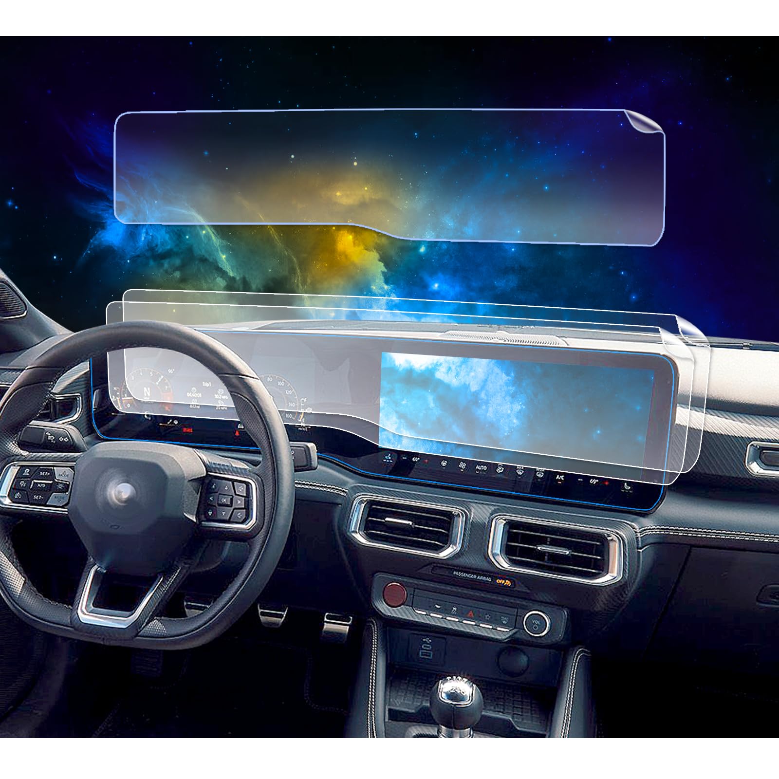 Photo 1 of 2Pack EUEKY Mustang Screen Protector Compatible with 2024 2025 2026 Ford Mustang Dark Horse / /Dark Horse Premium /GT Premium Fastback / Ecoboost 13.2In Nav. & 12.4In Dash Screen Protector Mustang GT Accessories 2024