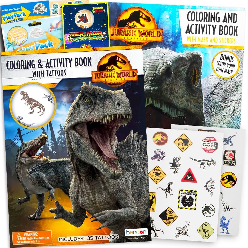 Amazon.com: Jurassic World Coloring Book Set with Stickers and