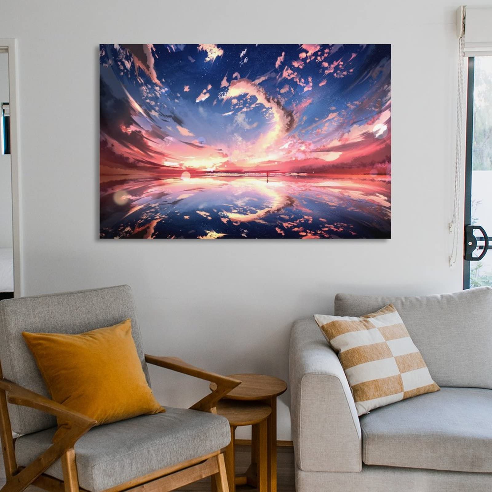 風景画 木製フレーム(詳細不明) 現代風景画 木製フレーム付き