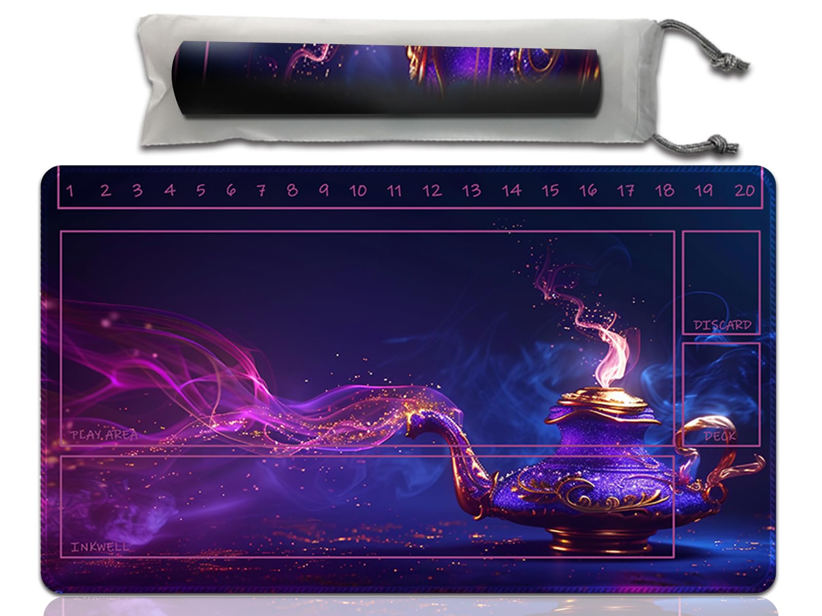 Lorcana Playmats Compatible TCG playmat with Zones Non-Slip Rubber 23.6x13.7in (45-Battle Situation)