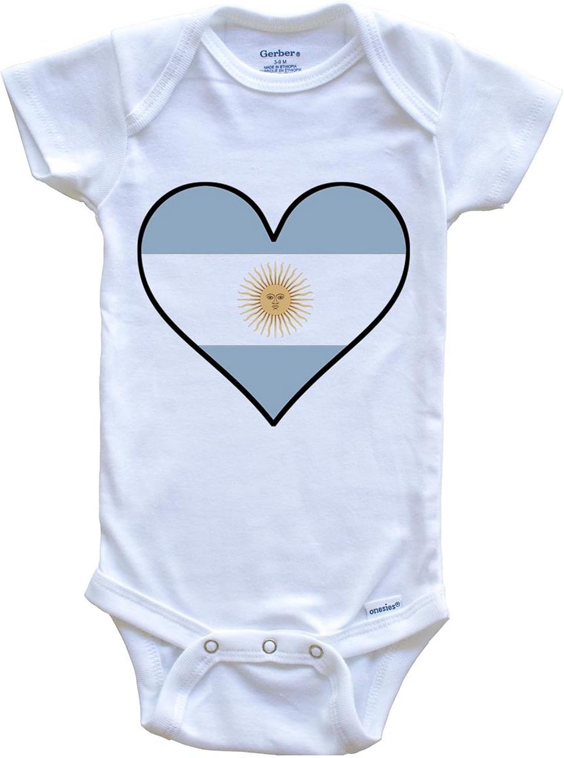 Really Awesome Shirts Argentinian Flag One Piece Baby Bodysuit - Cute Argentinian Flag Heart - Argentina Baby Bodysuit