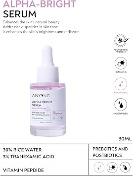 Anyong Alfa Arbutin Aydınlatıcı, Leke Karşıtı, Ton Eşitleyici Serum 30 ml (Pirinç Suyu & Traneksamik Asit)