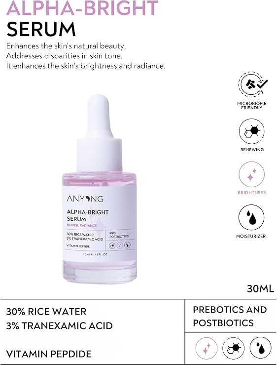 Anyong Alfa Arbutin Aydınlatıcı, Leke Karşıtı, Ton Eşitleyici Serum 30 ml (Pirinç Suyu & Traneksamik Asit)