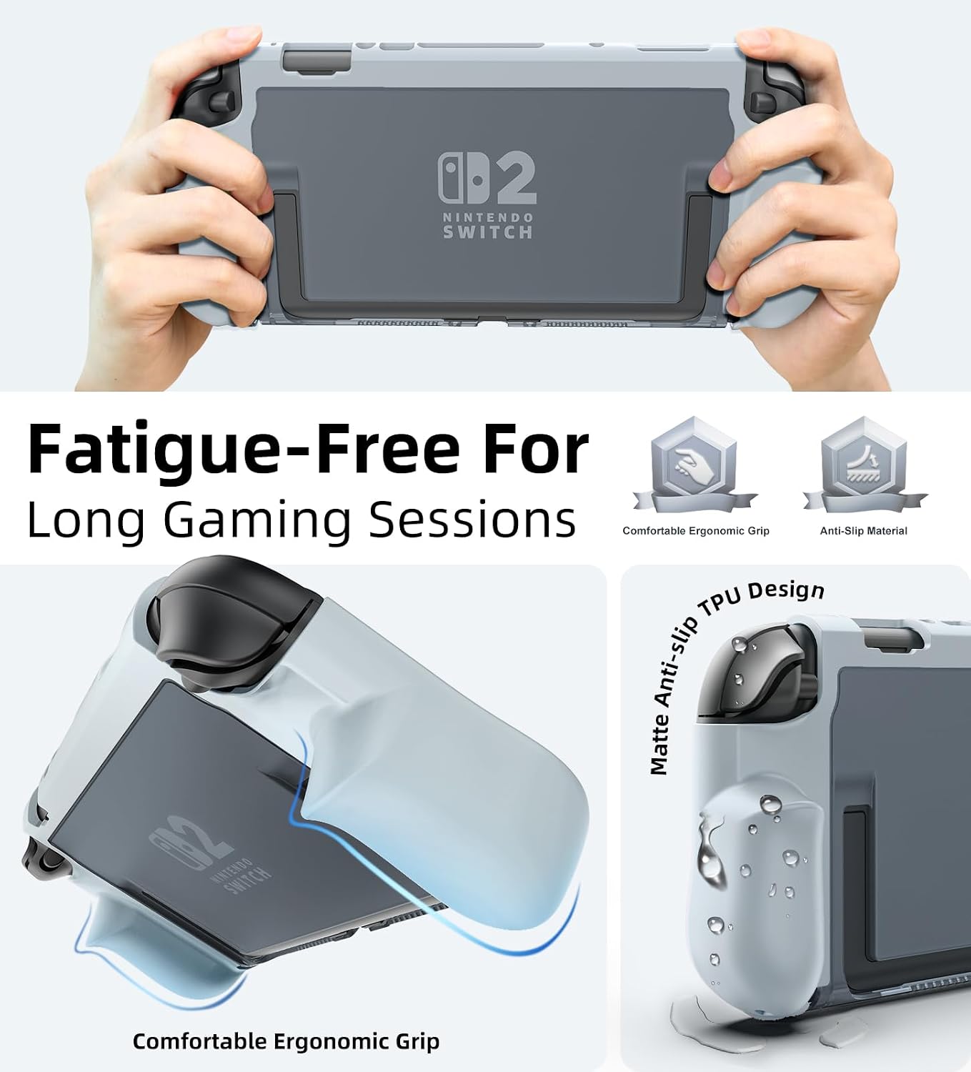 TiMOVO Dockable Case for Nintendo Switch 2 2025, TPU Grip Protective Case Accessories with Quick-Release Joycon Design for Switch 2, Anti-Scratch Shockproof Console Hard Cover, Gray