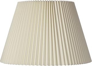 Empire Lamp Shade Ivory Knife Pleated Large 11" Top x 18" Bottom x 12" High Spider with Replacement Harp and Finial Fitting - Springcrest