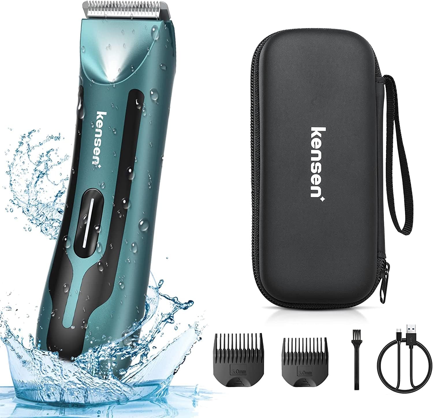 KENSEN Afeitadora Corporal Masculina, IPX7 Impermeable Depiladora Corporal en Seco y Húmedo con Luz LED, Cuchillas de Cerámica, Rasuradora Mujer Hombre para Zona Intima, Axilas, Brazos, Piernas, Barba