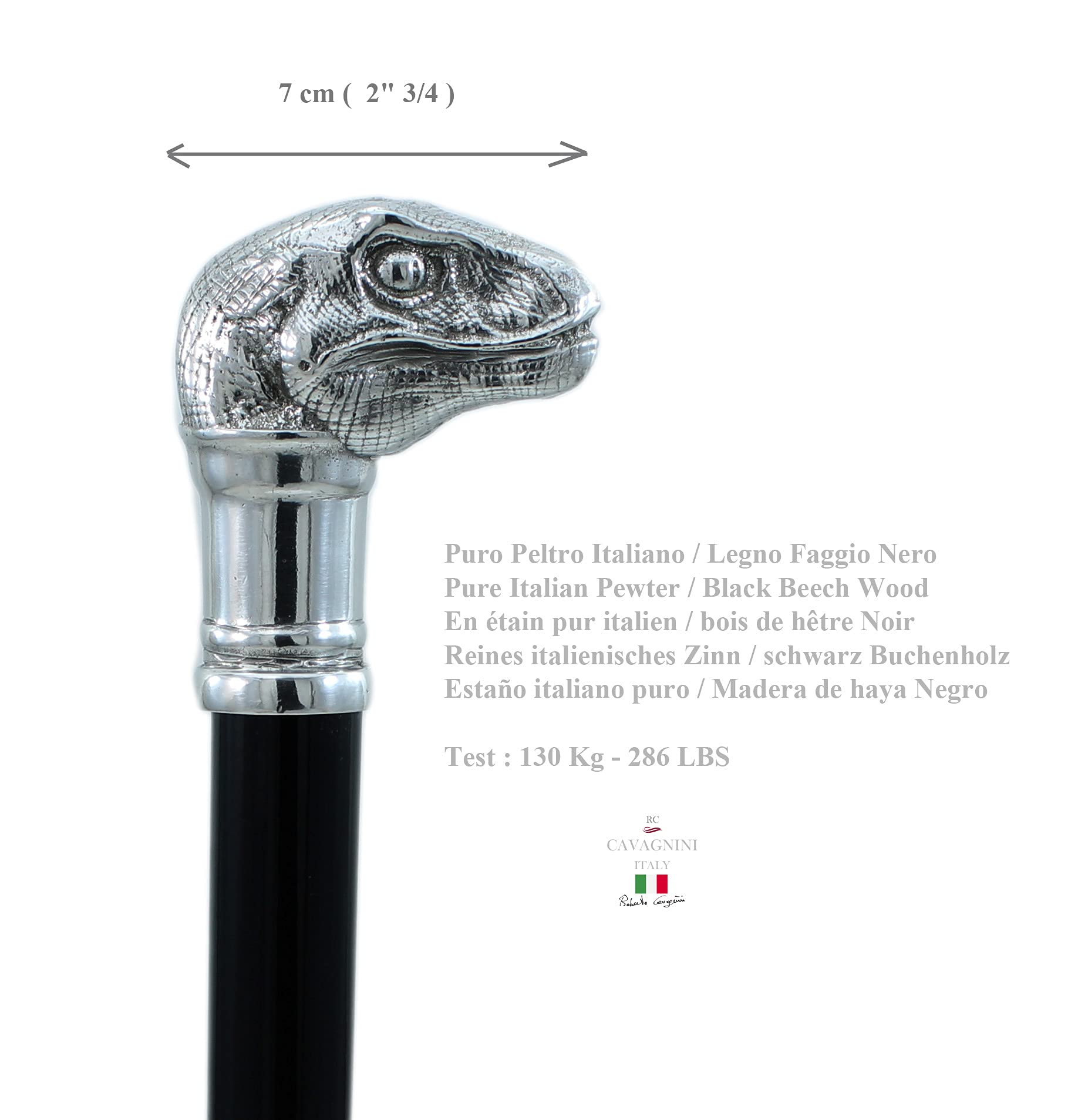 Bastón de paseo con mango Raptor de madera y peltre plateado para hombre y mujer elegante ortopédico