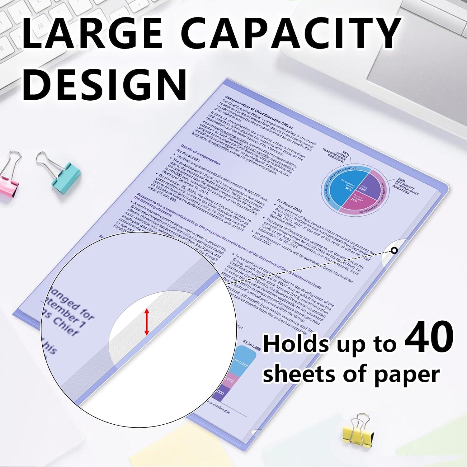 HOUYEE 12 Pack Clear Document Folders, L-Type Plastic File Folder Sleeves image 5