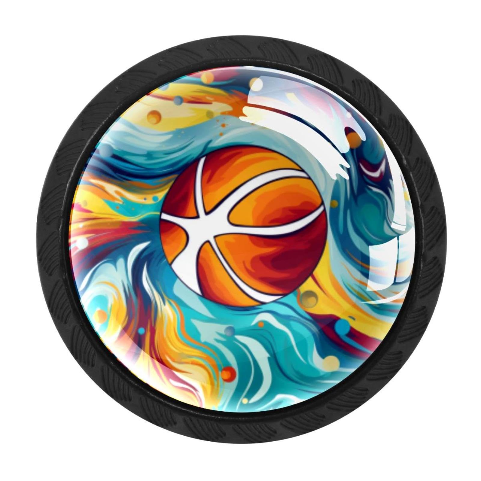 Chenzzzz Multicolored 06 4 Pack Cabinet Handles Black Basketball Cabinet Knobs Draw