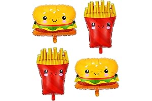 French Fries, Hamburg Balloons, Food Birthday Foil Balloons