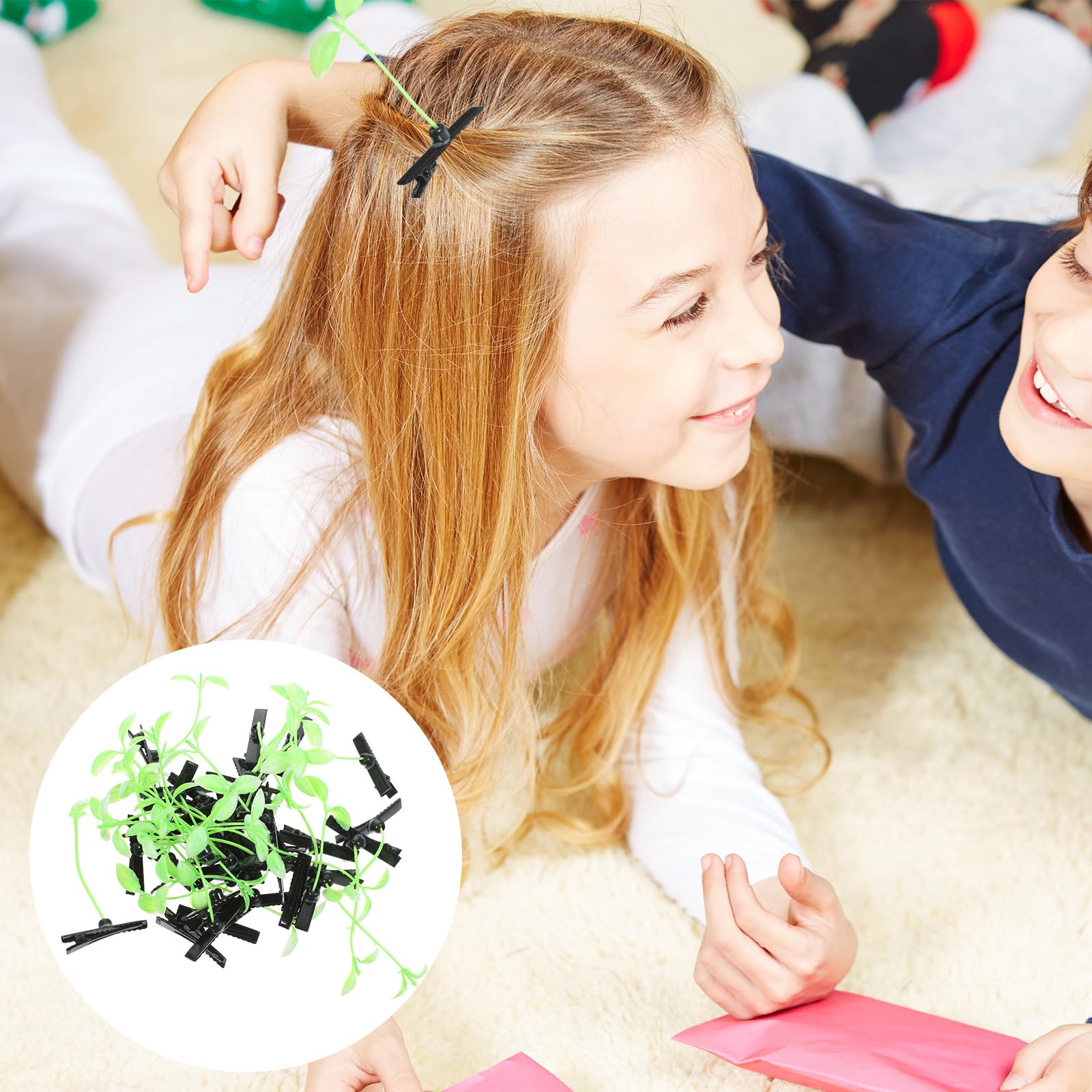 40pcs Green Bean Sprout Hair Clips, Cute Plant Hair Accessories for Kids School, Home, Party - Image 3
