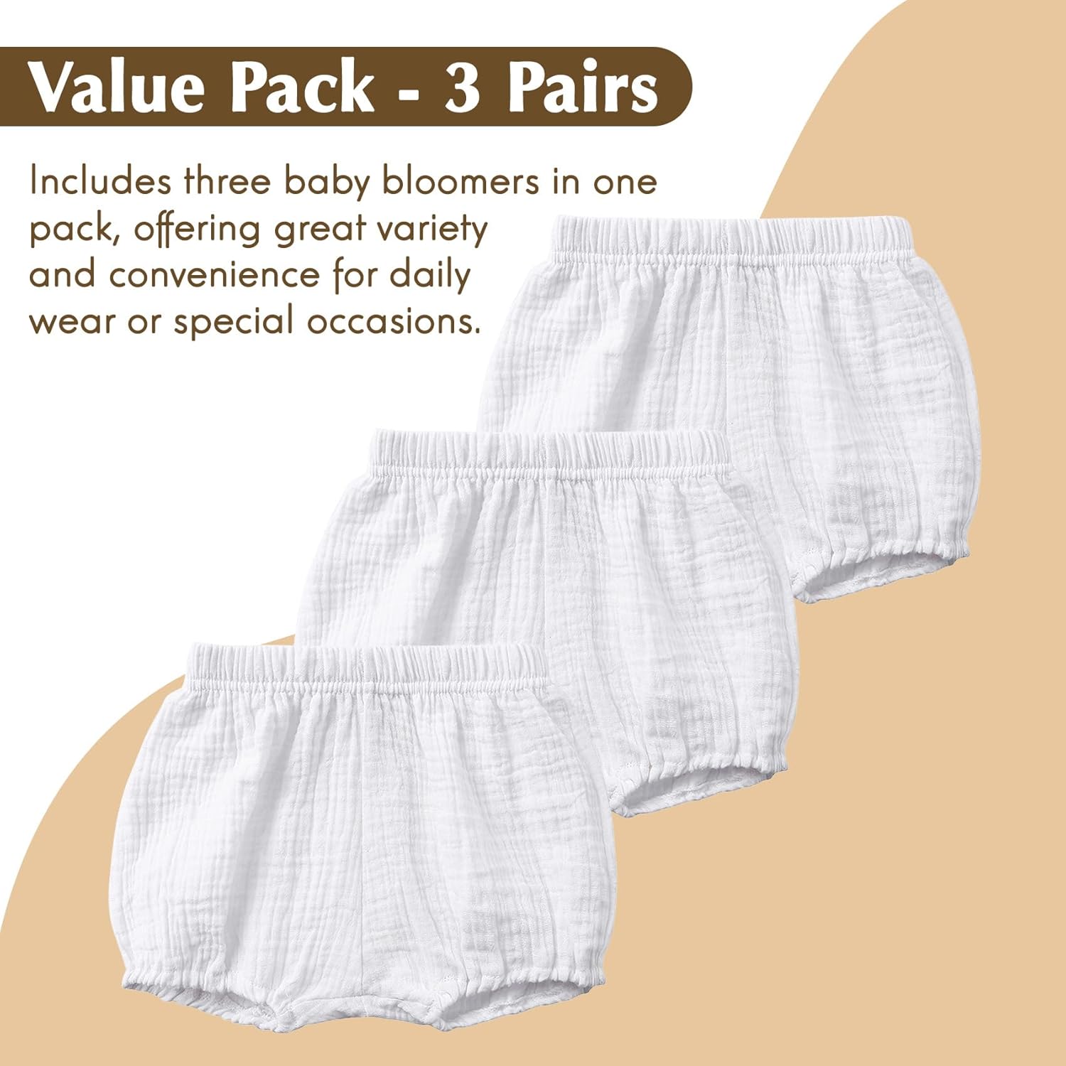 Durio 3 Pairs Baby Bloomers - Soft Diaper Covers for Toddler Girls Boys, Solid Baby Girl Shorts Cute Infant Newborn Underwear - Image 6