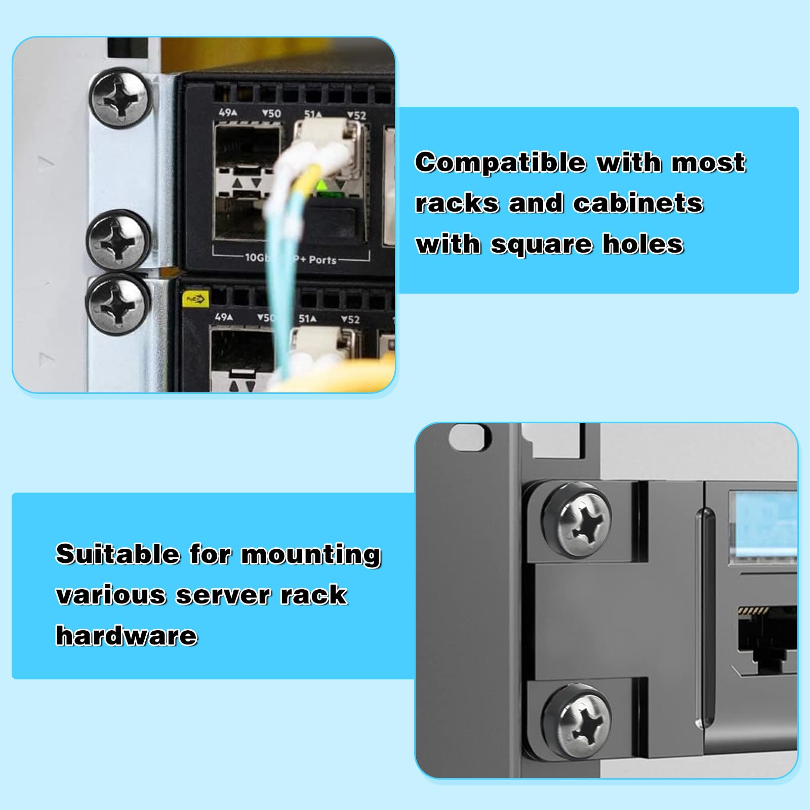 LANSKYLAN 100 Pezzi Set di Viti con Gabbia M6*16 Viti a Rack per Armadietto di Rete Dadi Ingabbiati in Acciaio al Carbonio Dado per Installazione su Rack per Armadi di Rete Scaffale Armadi di Server