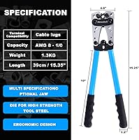Vista 2 de Newdeli Herramienta de prensado de terminales de cable de batería 10-1/0 AWG con 60 terminales de anillo de cobre, juego de terminales de cable de 8