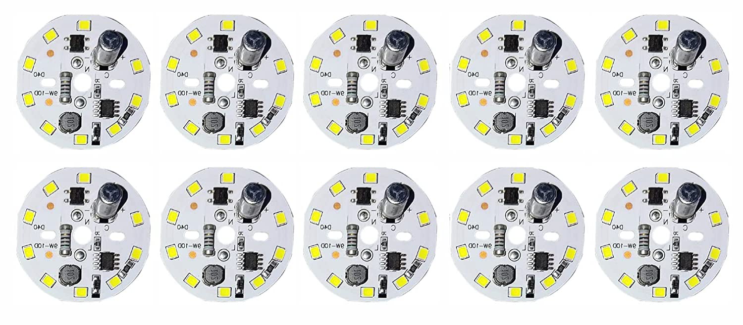 Steko {10 Pieces} 9 Watt Super Bright ALPHA DOB MCPCB Direct On Board Led Lights Raw Material Electronic Kit For Led Bulb | 10 SMD LED On Board | Cool White-image-15
