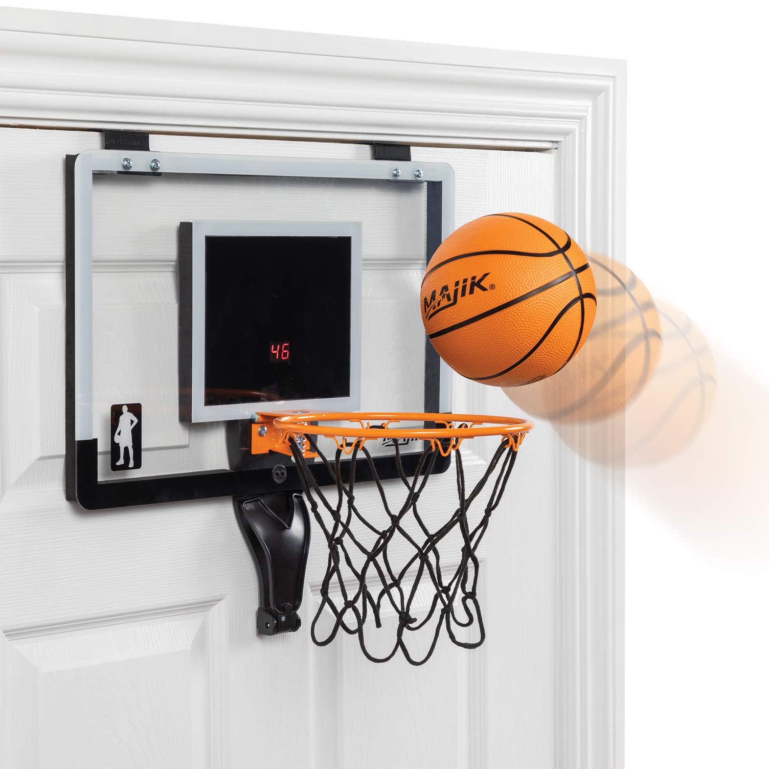 EastPoint SportsMajik Buzzer Beater Over The Door Hanging Mini Basketball Hoop for Indoor Play - Automatic LED Scoring, Pro-Style Backboard, Breakaway Rim, Comes with Ball and Air Pump