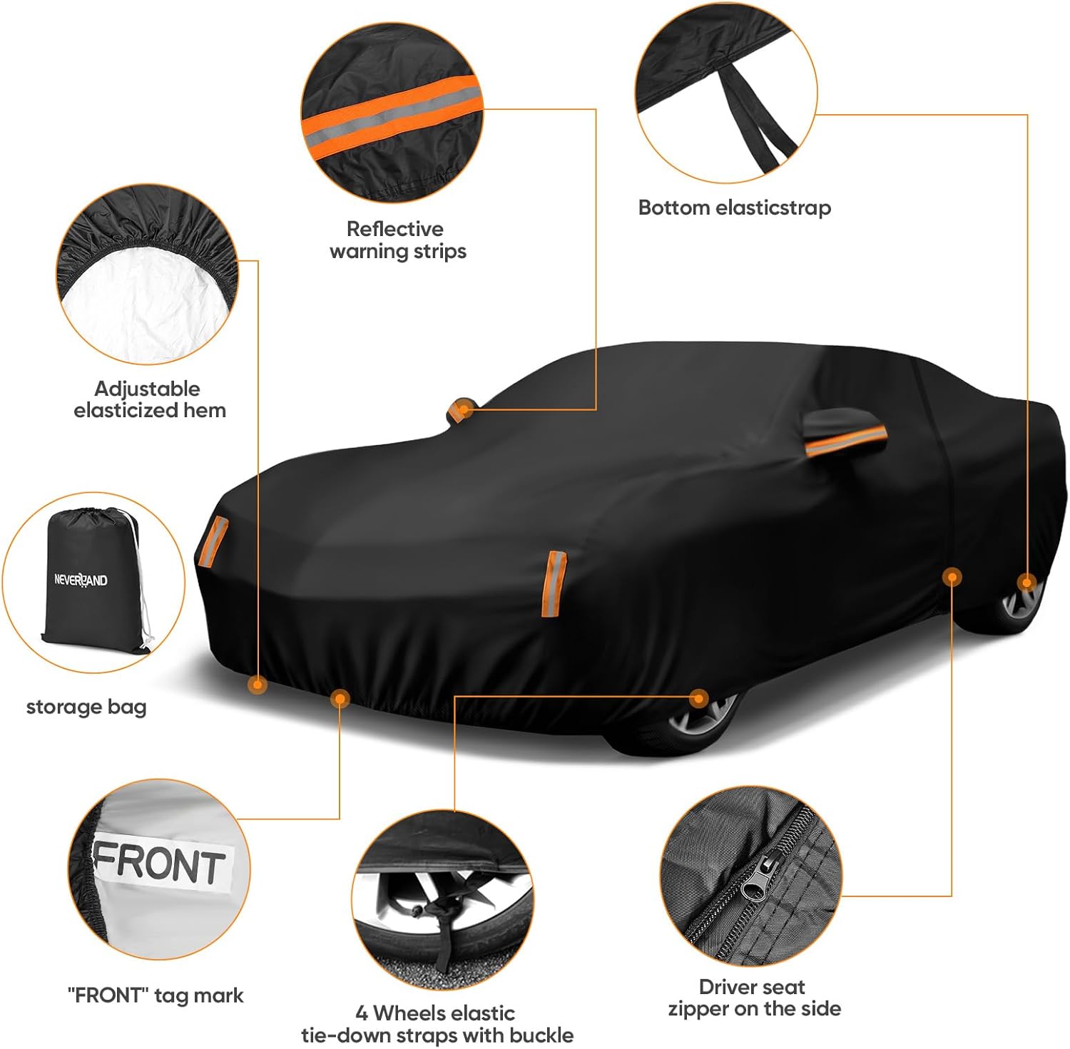 Car Cover Custom Fit for Chevy Camaro 2010-2026, Outdoor Waterproof All Weather Heavy Duty Full Exterior Cover for Sun Rain Snow UV Dust Protection with Door Zipper