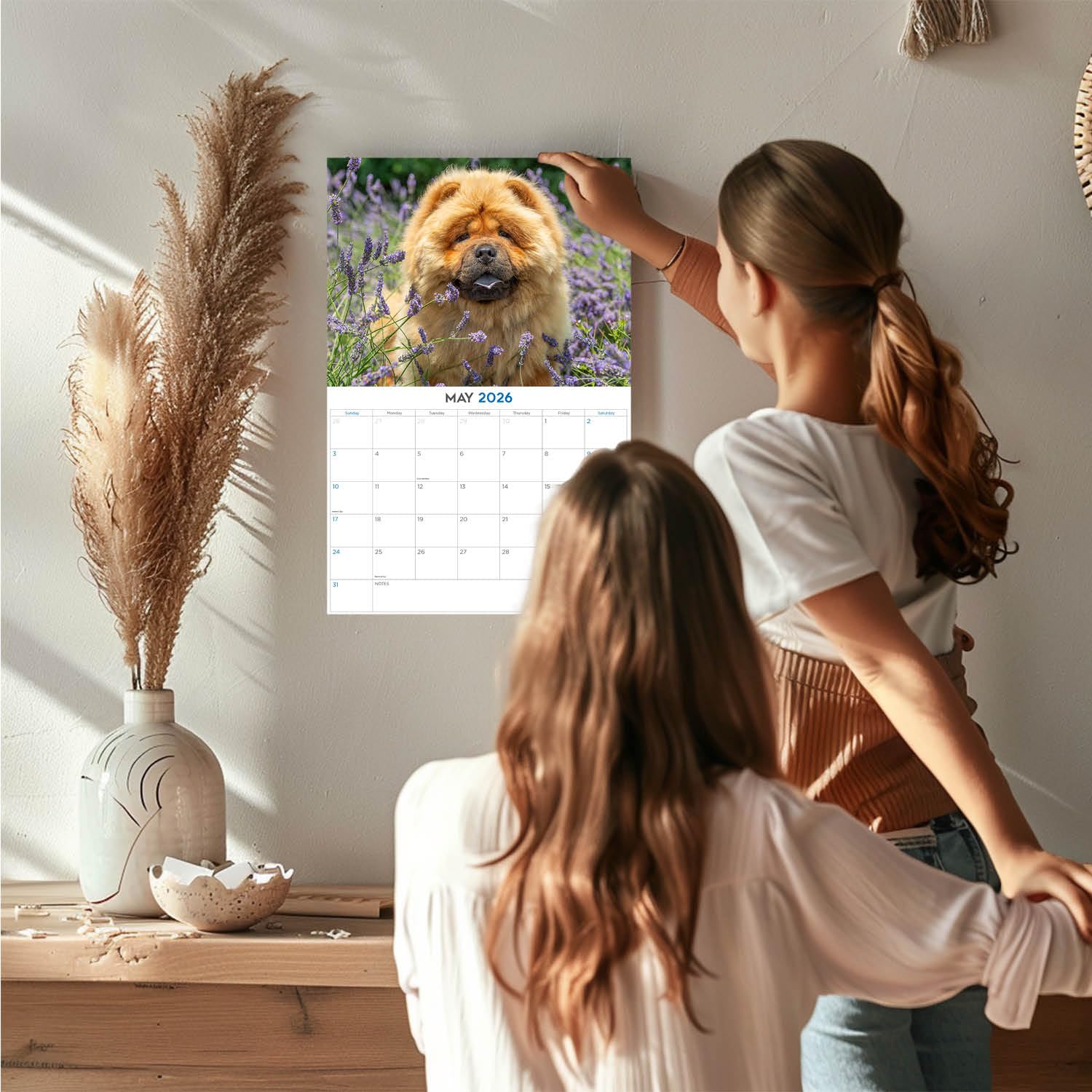 Calendario 2024 2025 Chow Chow – Calendario mensual de pared de raza de perro – 12 x 18 pulgadas abierto – Papel grueso que no se corre – Regalo – Calendario académico para profesores, organización y