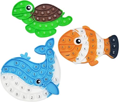 Conjunto de juguetes para ansiedad de reventar burbujas marinas con ABC, juego de silicona de dinosaurio arcoíris para niños, juguetes sensoriales