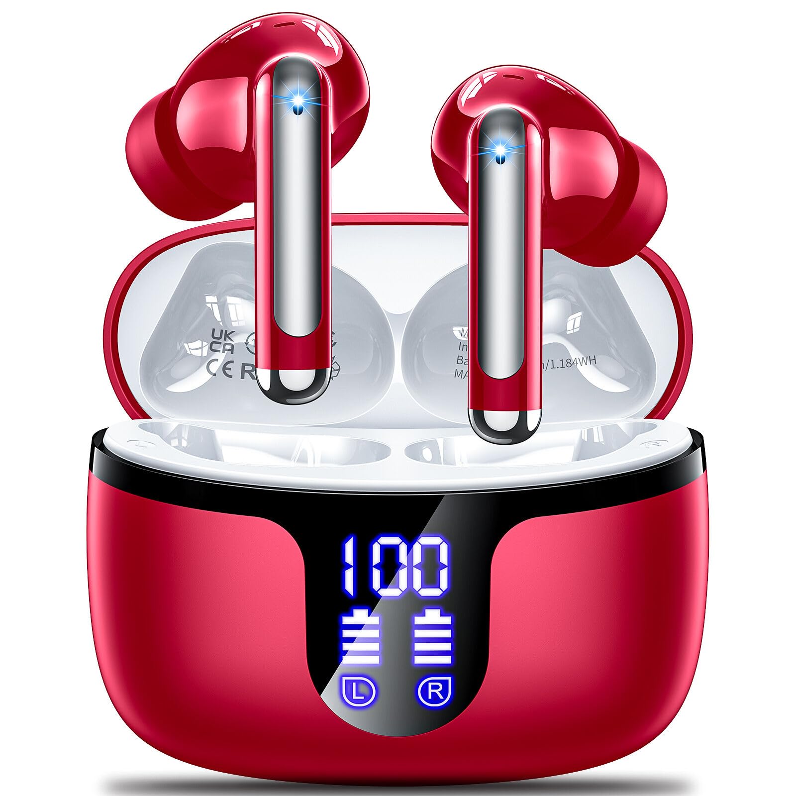 auricolari senza fili bluetooth 5.3 con microfono Waterproof LED