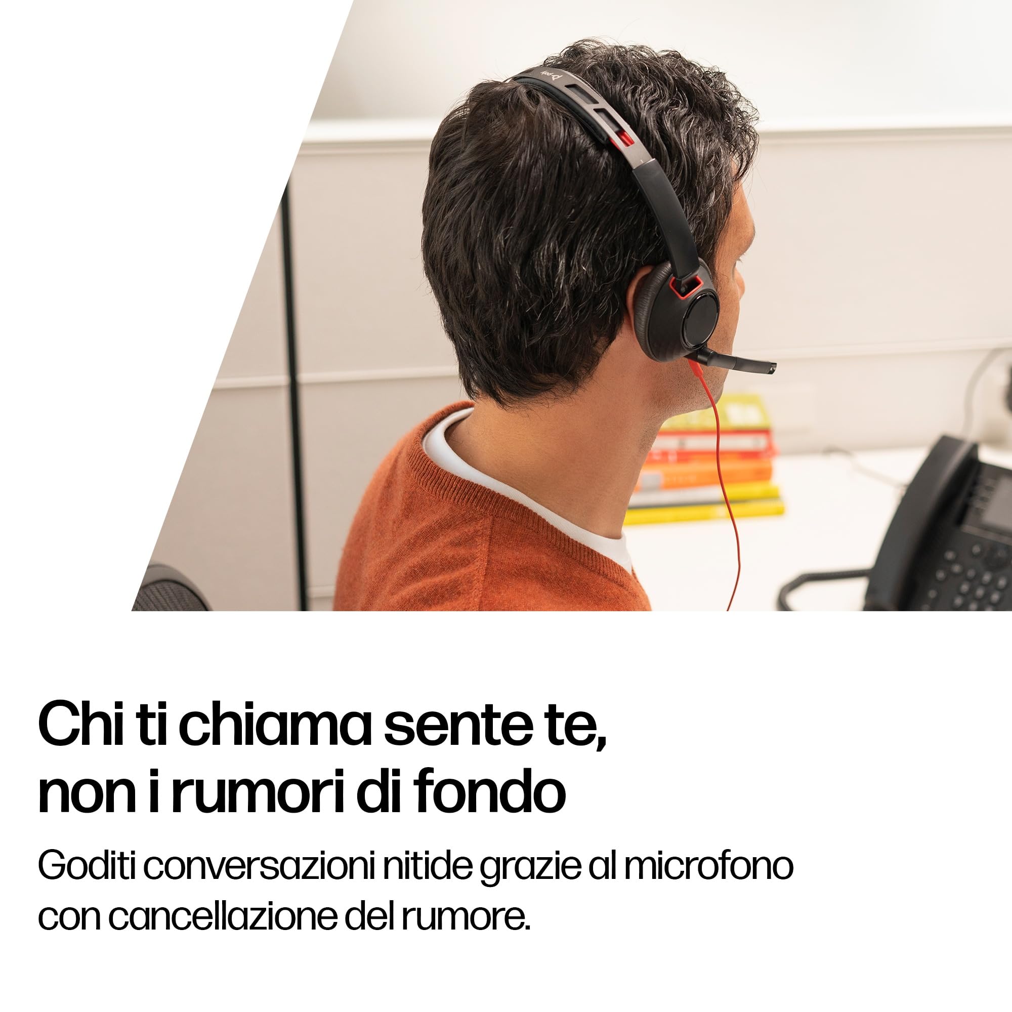 Poly Blackwire 5220, Cuffia Cablata con Connessione USB-A, USB-C, AUX 3,5 mm, Cuscinetti in Similpelle, Riduzione del Rumore e dell'Eco, 2024,Comandi sul Cavo, Compatibile con Windows 10 e macOS, Nero