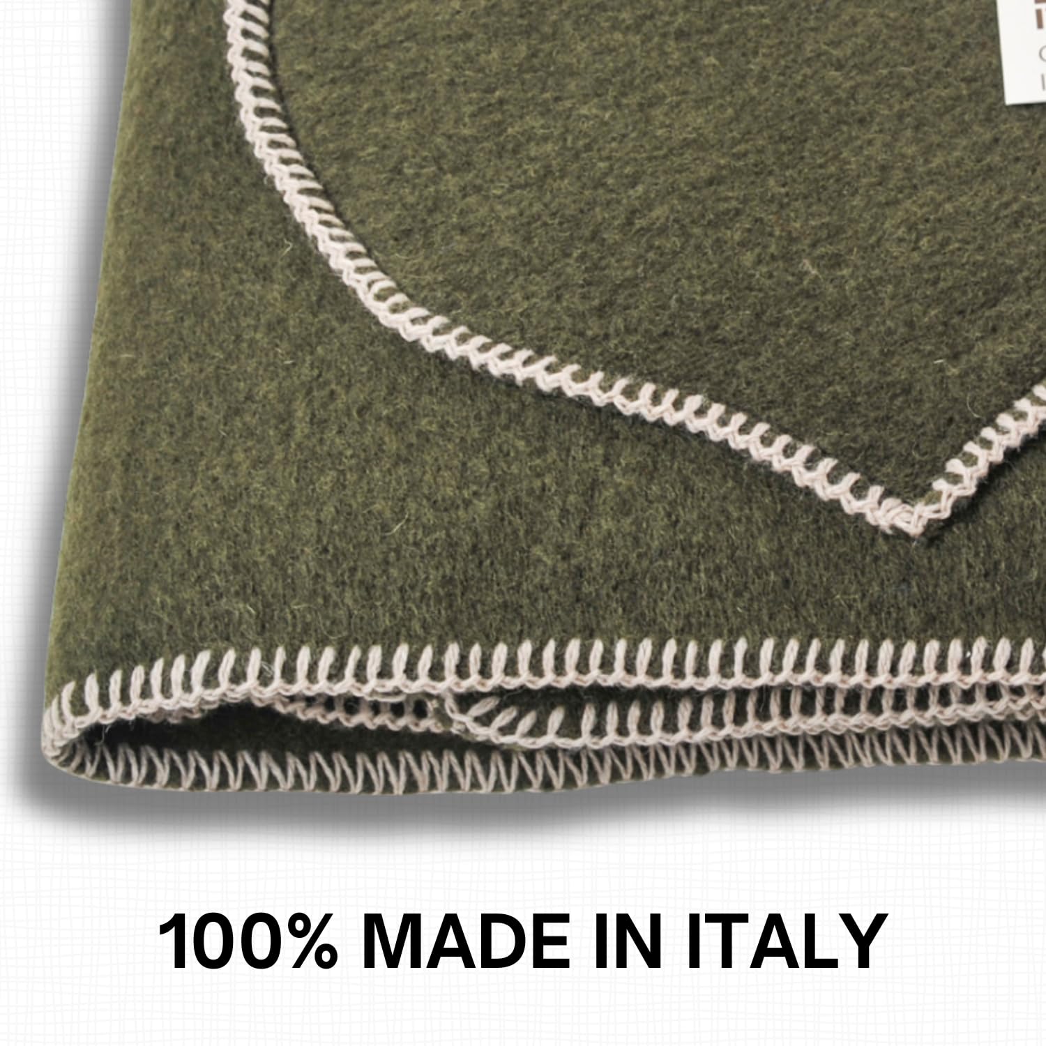 SUSANNA HOME DESIGN Plaid LANA ITALIA Coperta Lana Cotta 130x160 cm. Tinta Unita a Cuore in Rilievo, Rifinitura Punto Cavallo, Elegante Coperta D'Arredo – Prodotta Artigianalmente in Italia Olivia