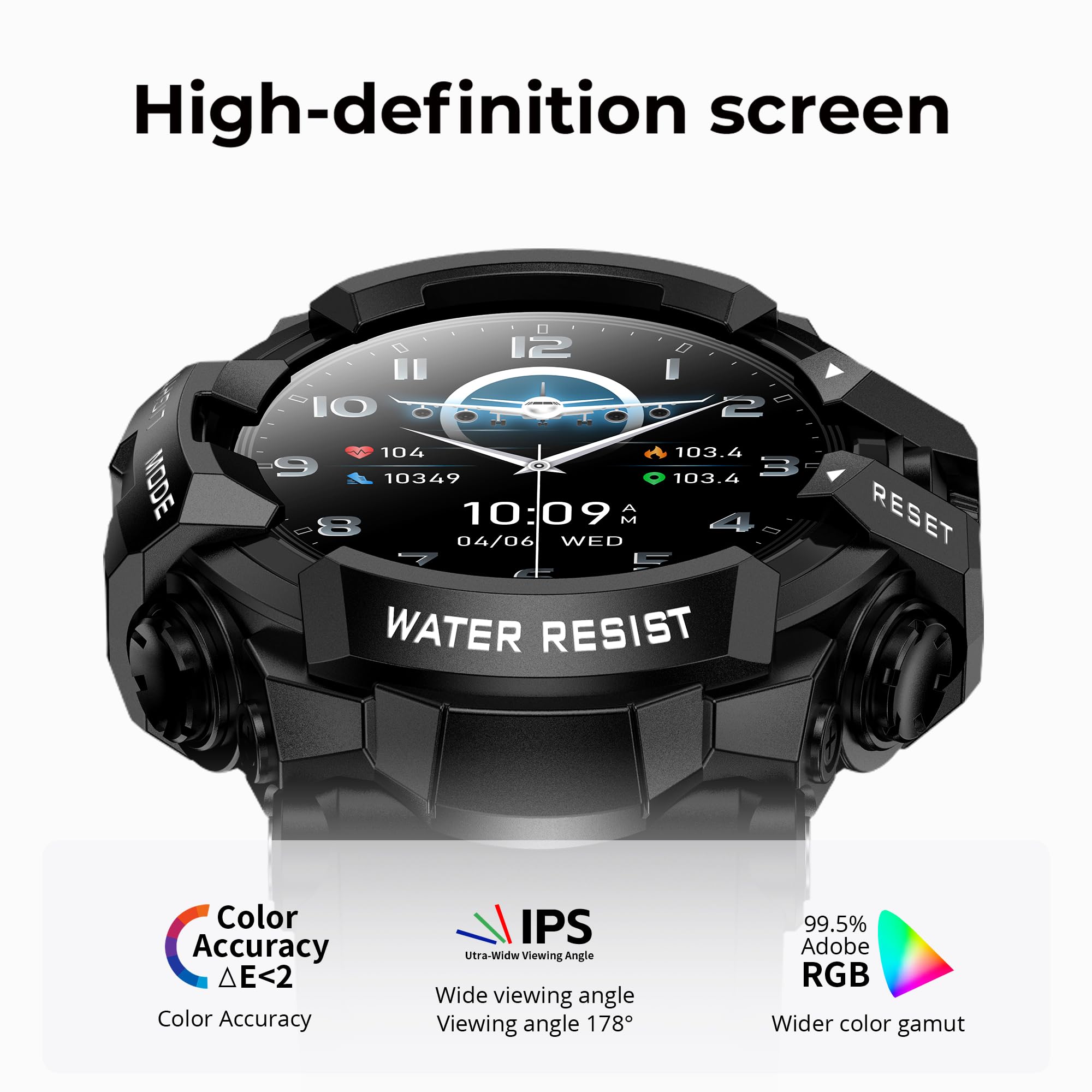 Reloj inteligente militar para hombre (contestar/hacer llamadas), iOS y