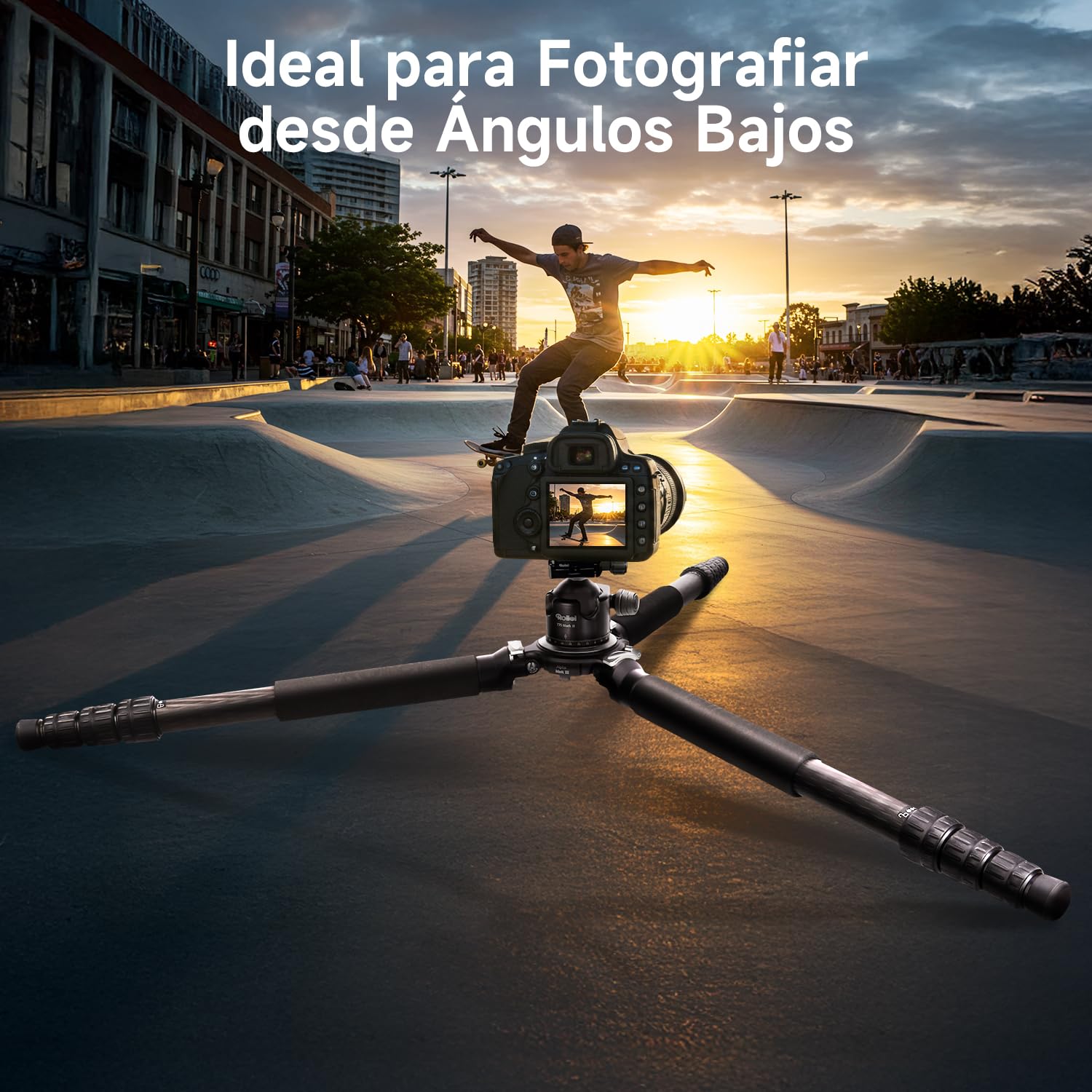Rollei 166cm Tripode Cámaras Carbono Profesional Rock Solid Alpha Mark III | Trípode Fotografia con Capacidad de Carga de 30kg Camera Tripod Negro con Rótula Ajustable para DSLR Videocámara