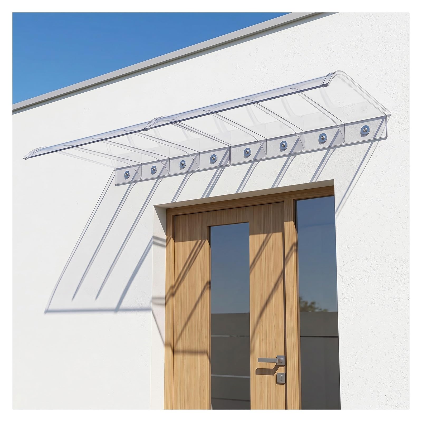 Zhengqian One Color Spliced Outdoor Overhang Canopy,Polycarbonate Cover For Door Window Exterior,Patio Uv/Rain/Snow Protection,For Door Entrance Patio/Porch/Deck Transparent(W55*L230cm/W 21.6*L90.5in)