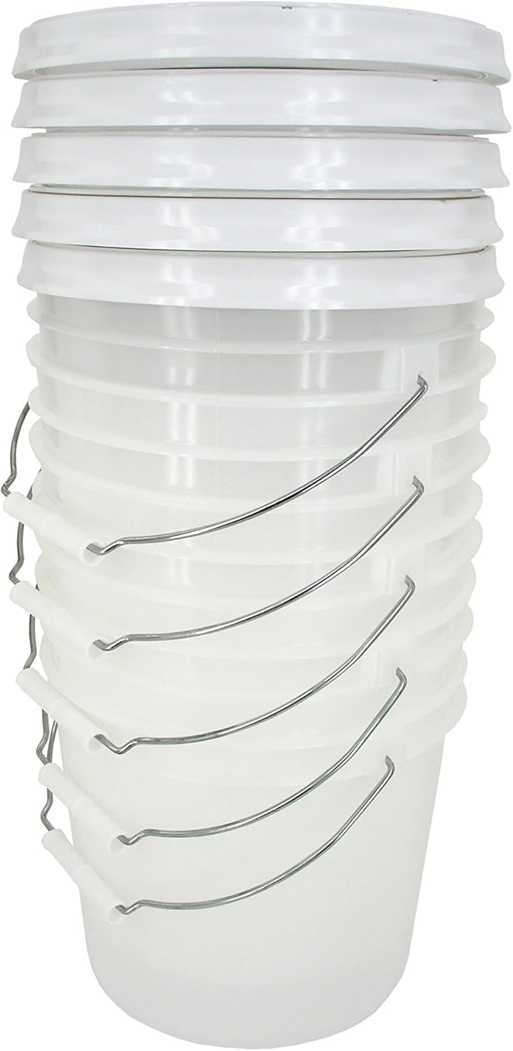 Natural 2 Gallon Bucket with Gasketed Lid (White(Gamma), 5)