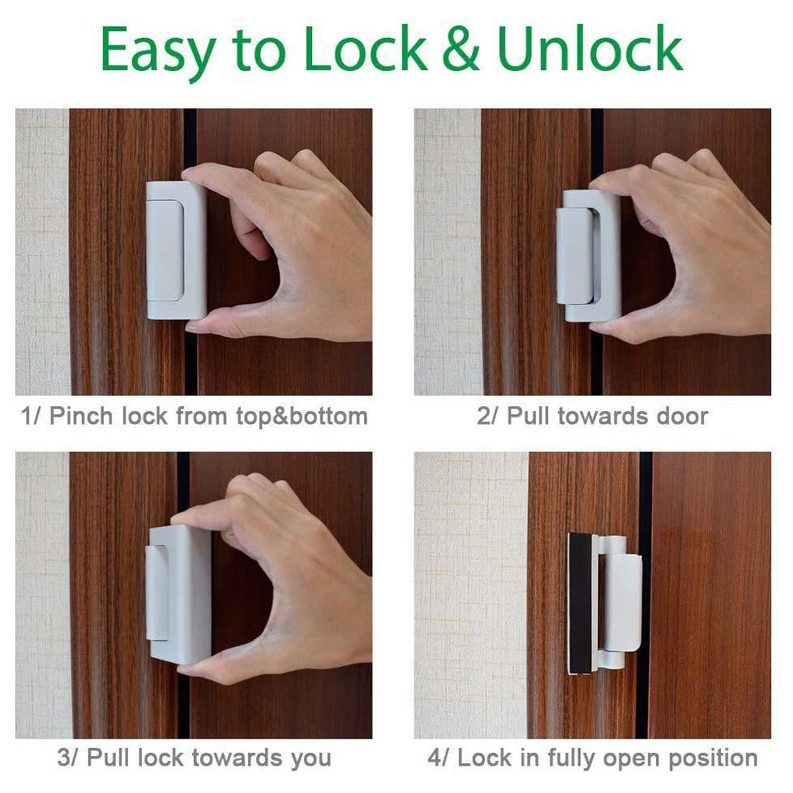 Cerradura de seguridad para puerta de seguridad para niños, dispositivo de seguridad de metal, seguro para el hogar, cerradura de puerta, actualizaciones, casa de seguridad a prueba de niños