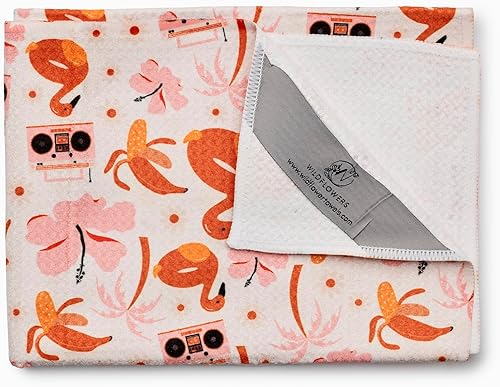 Wildflowers - Toallas de cocina de microfibra Patrón de flamenco y caras sonrientes Toalla de cocina de tela de gofre Toallas de cocina