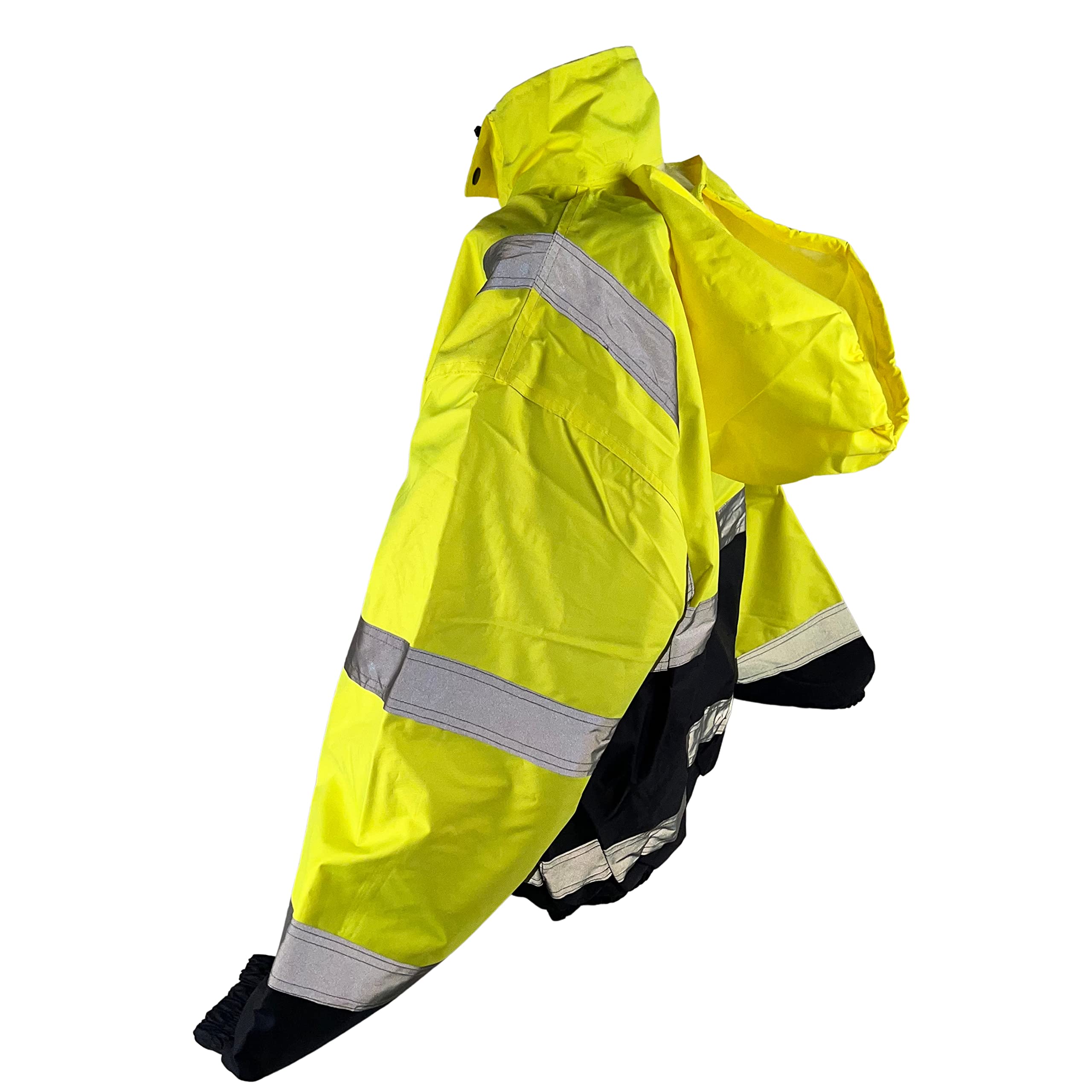 ATE Pro. USA - High Visibility Reflective Winter Bomber Jacket, Black Bottom, ANSI Compliant, Safety Jacket W/Hood Water Resistant Green- Medium Size