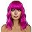 LANCAINI Short Bob Wigs with Bangs for Women Loose Wavy Wig Curly Wavy Shoulder Length Bob Synthetic Cosplay Wig for Girl Colorful Costume Wigs (Rose mixed Purple)