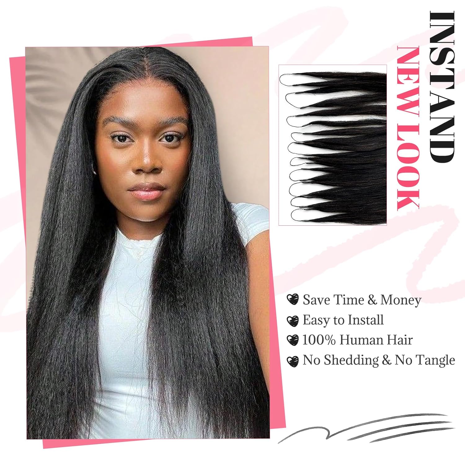 Yaki Straight Crochet Human Hair Extensions Miracle Knots Crochet Virgin Hair Bundles Pre-Separated for Women #1B Natural Black Color 20 Inch 50g for Braiding Invisble Knotless 50 Strands pack