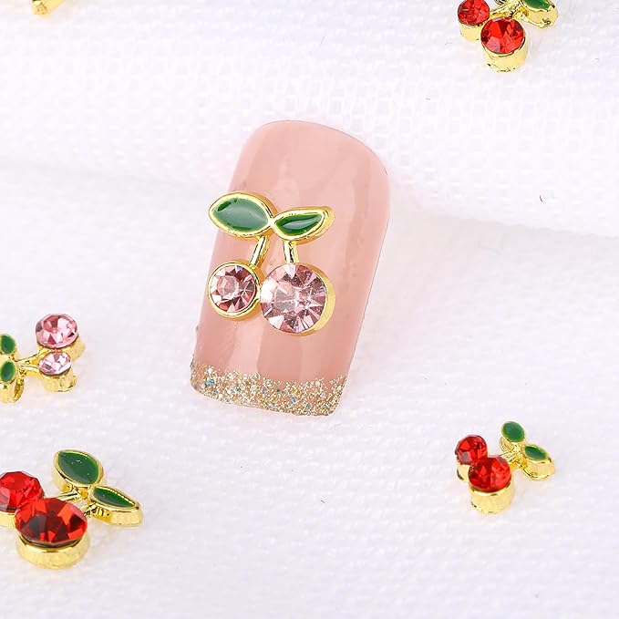 Cherry Nail Art: 40pcs Rhinestones & Charms
