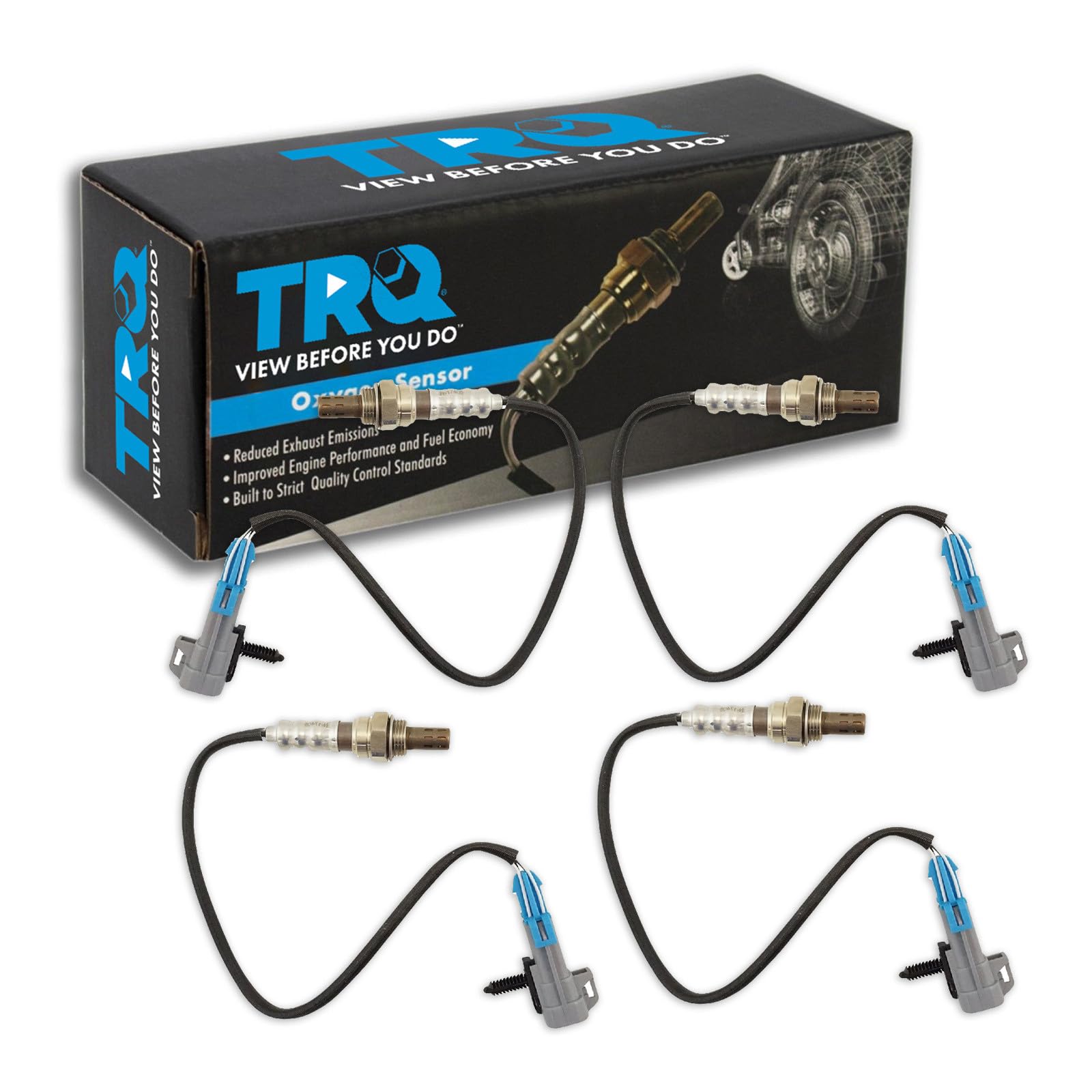 trq upstream & downstream o2 02 oxygen sensor kit set of 4 compatible with gm 5.3 truck suv